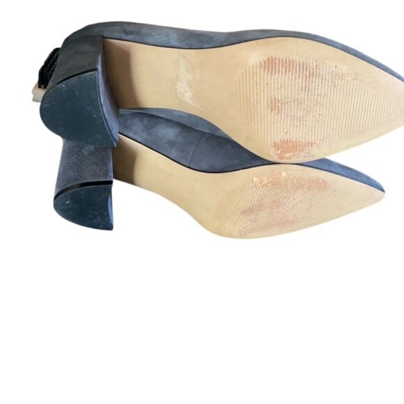Marc Fisher Caitlin Grey Suede Block Heel Pump 9 - Picture 6 of 6